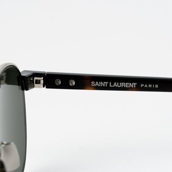 NEW Saint Laurent SL707 001 Silver Havana Grey Oval Unisex Sunglasses - Picture 7 of 12